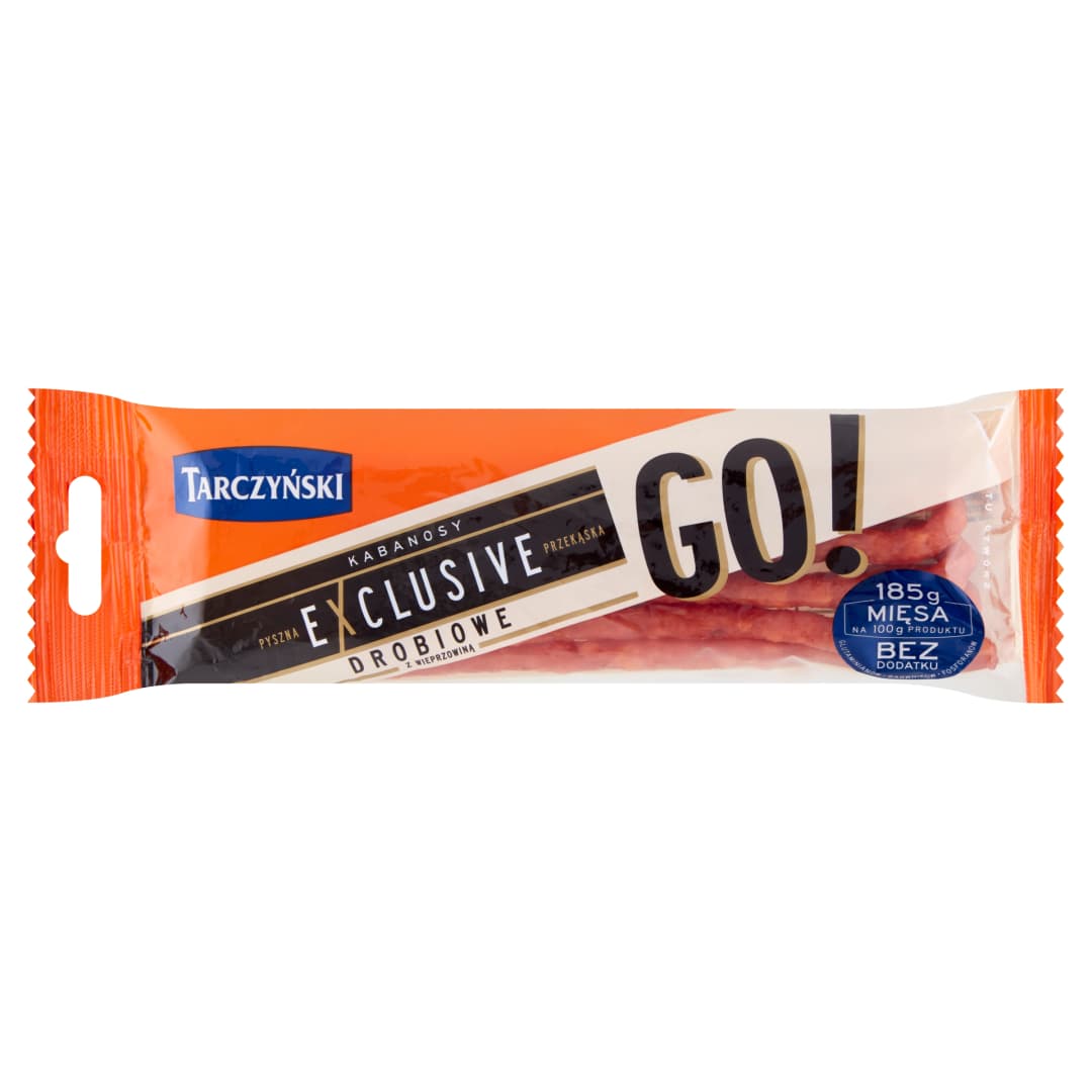 TARCZYNSKI EXCLUSIVE GO! Kabanosy drobiowe z wieprzowina bezglutenowe. 85,80 zl/kg