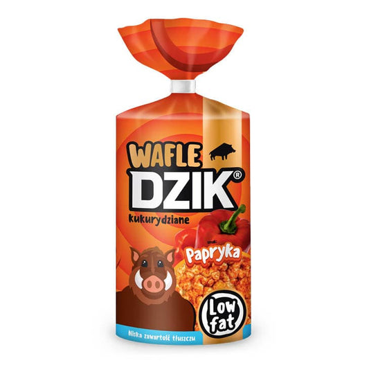 DZIK Wafle kukurydziane o smaku paprykowym o obnizonej zawartosci tluszczu. 49,92 zl/kg