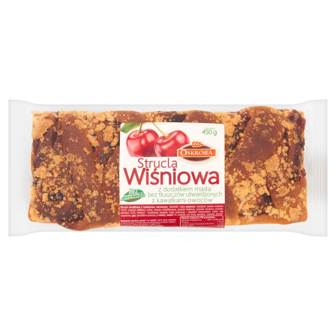 OSKROBA Strucla wisniowa. 21,31 zl/kg